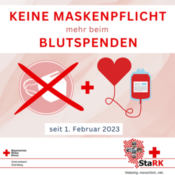 Keine Maskenpflicht beim Blutspendedienst seit 01.02.2023
